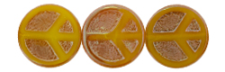 Czech Glass Peace Sign Bead 16mm : Mily Yellow - Full Apricot