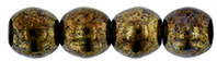 Round Beads 4mm : Jet - Bronze Picasso