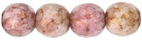Round Beads 4mm : Luster - Opaque Topaz/Pink