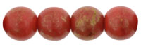 Round Beads 6mm : Gold Marbled - Opaque Red