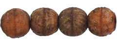 Round Beads 6mm : Coral Pink - Stone Gold Picasso