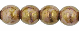 Round Beads 6mm : Luster - Opaque Gold/Smoky Topaz