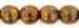 Round Beads 6mm : Opaque Yellow - Bronze Picasso