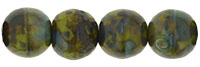 Round Beads 6mm : Opaque Olive - Picasso