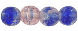 Round Crackle Beads 6mm : Lt Pink/Blue