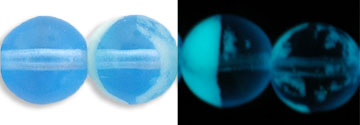 Round Beads 8mm : Glow in the Dark - Med Sapphire
