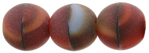 Round Beads 8mm : Matte - Red w/Black Swirl