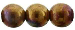 Round Beads 8mm : Bronze Luster Iris - Opaque Red