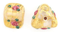 Gold Foil Flower Triangles 6/10mm : Crystal