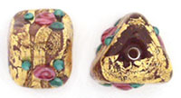 Gold Foil Flower Triangles 6/10mm : Amethyst