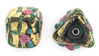 Gold Foil Flower Triangles 6/10mm : Emerald