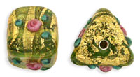 Gold Foil Flower Triangles 6/10mm : Olivine