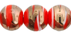 Bronze Swirl Rounds 8mm : Opaque Red