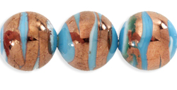 Bronze Swirl Rounds 10mm : Opaque Blue