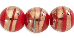 Bronze Swirl Rounds 10mm : Opaque Red