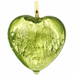 Hearts 20/16mm : Olivine w/Gold Finding