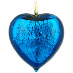 Hearts 20/16mm : Capri Blue w/Gold Finding
