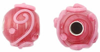 Raised Swirl Round 10mm (3mm hole) : Fuchia/Pink