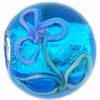 Raised Flower Silver Foil Rounds 12mm : Aquamarine