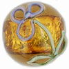 Raised Flower Silver Foil Rounds 14mm : Lt Topaz