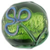 Raised Flower Silver Foil Rounds 14mm : Olivine