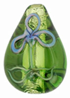 Raised Flower Silver Foil Drops 21/16mm : Olivine
