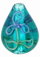 Raised Flower Silver Foil Drops 21/16mm : Emerald