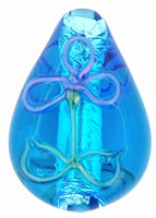 Raised Flower Silver Foil Drops 21/16mm : Aquamarine