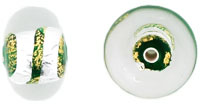 Gold & Silver Foil Bantam Donut 8/12mm : Green Emerald