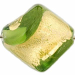 Gold Foil Twist 15/14mm : Olivine
