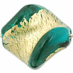 Gold Foil Twist 15/14mm : Emerald