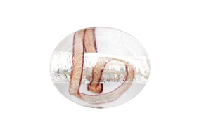 Silver Foil with Aventurine Ribbon Oval 18/15mm : Crystal