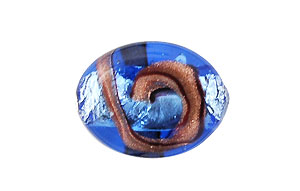 Silver Foil with Aventurine Ribbon Oval 18/15mm : Med Sapphire