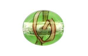 Silver Foil with Aventurine Ribbon Oval 18/15mm : Dk Peridot Green