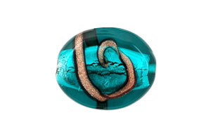 Silver Foil with Aventurine Ribbon Oval 18/15mm : Emerald