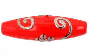 Silver Spiral Daisy Tubes 45/10mm : Opaque Red