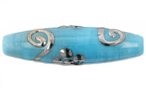 Silver Spiral Daisy Tubes 45/10mm : Opaque Blue