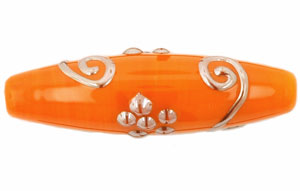 Silver Spiral Daisy Tubes 45/10mm : Opaque Orange