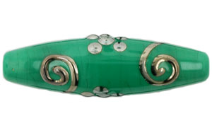 Silver Spiral Daisy Tubes 45/10mm : Opaque Green