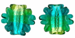 Mini Abstract Foil Leaves 20/23mm : Varying Teal/Olivine