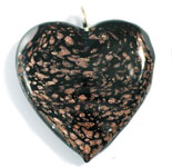 Satin Pendant Hearts : Aventurine - Jet