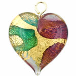 Hearts Gold Foil 22mm: Amethyst/Emerald