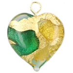 Hearts Gold Foil 22mm: Emerald