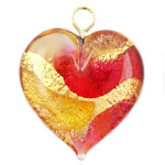 Hearts Gold Foil 22mm : Fuchia/Jonquil