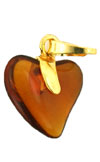Gold Pendant Hearts 15mm : Dk Topaz