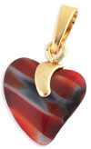 Gold Pendant Hearts 15mm : Hyacinth/White/Jet