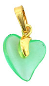 Gold Pendant Hearts 15mm: Peridot