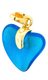 Gold Pendant Hearts 15mm: Capri Blue