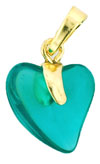Gold Pendant Hearts 15mm: Teal