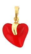 Gold Pendant Hearts 15mm: Siam Ruby
